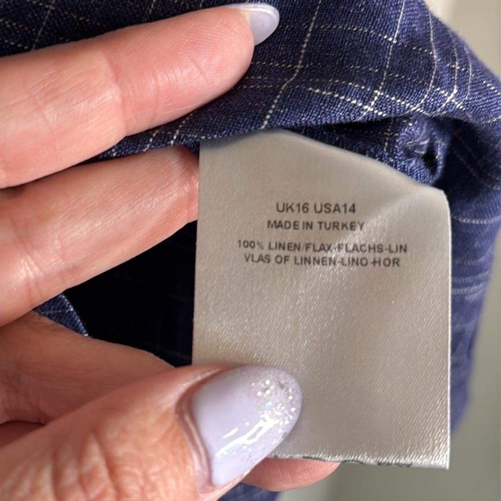 Jaeger Linen Button Down Blouse Size Size 14 Lage… - image 3